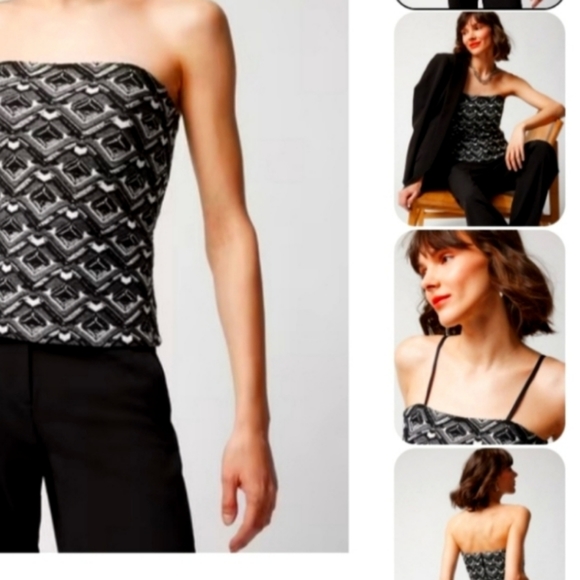 Black & White Graphic diamond  Bustier - Picture 2 of 3